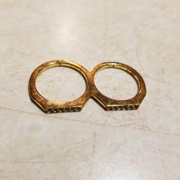 Double Ring Gold Crystal Rhinestone - Picture 4 of 5